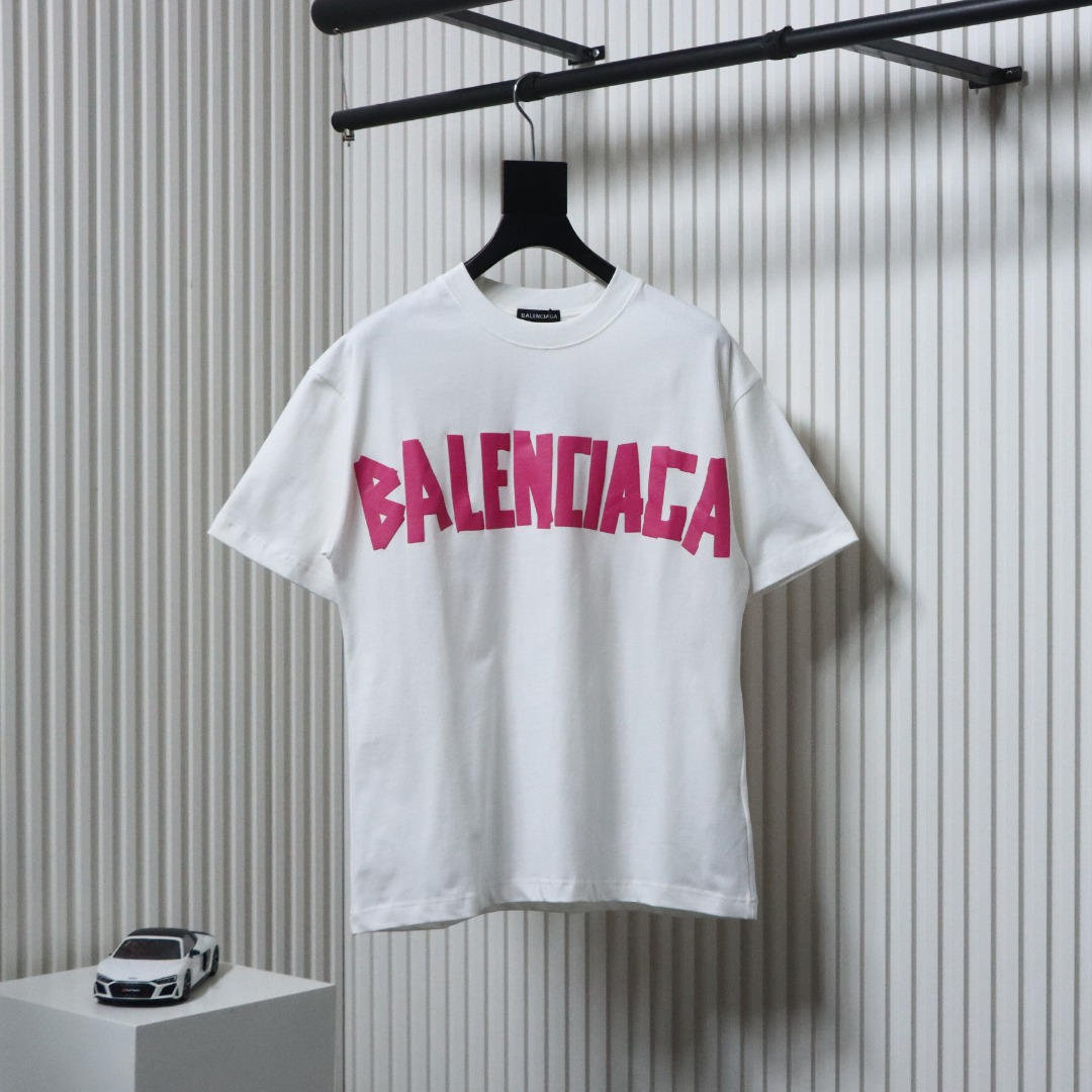 Balenciaga 25ss Masking Paper Letter Tape T-shirt White