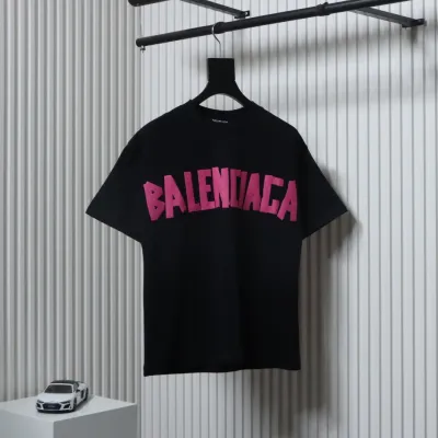 Balenciaga 25ss Masking Paper Letter Tape T-shirt Black  01