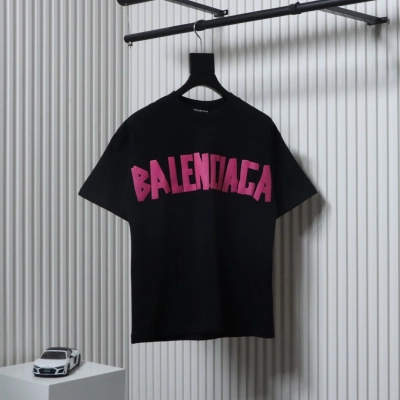 Balenciaga 25ss Masking Paper Letter Tape T-shirt Black  01