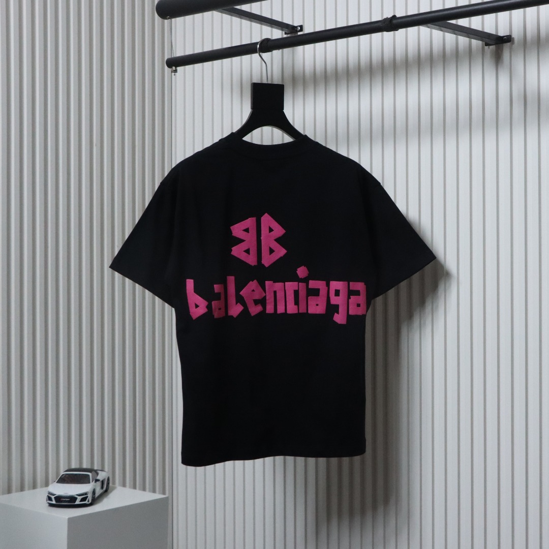 Balenciaga 25ss Masking Paper Letter Tape T-shirt Black 