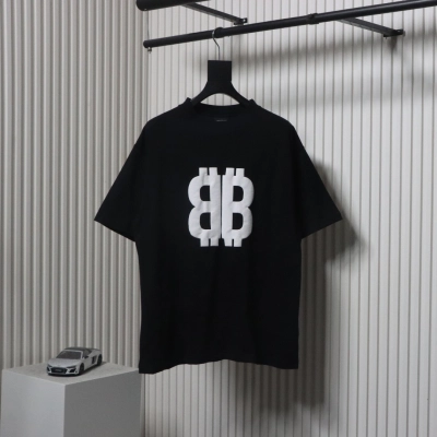 Balenciaga Foam Letter BB Print T-shirt Black 01