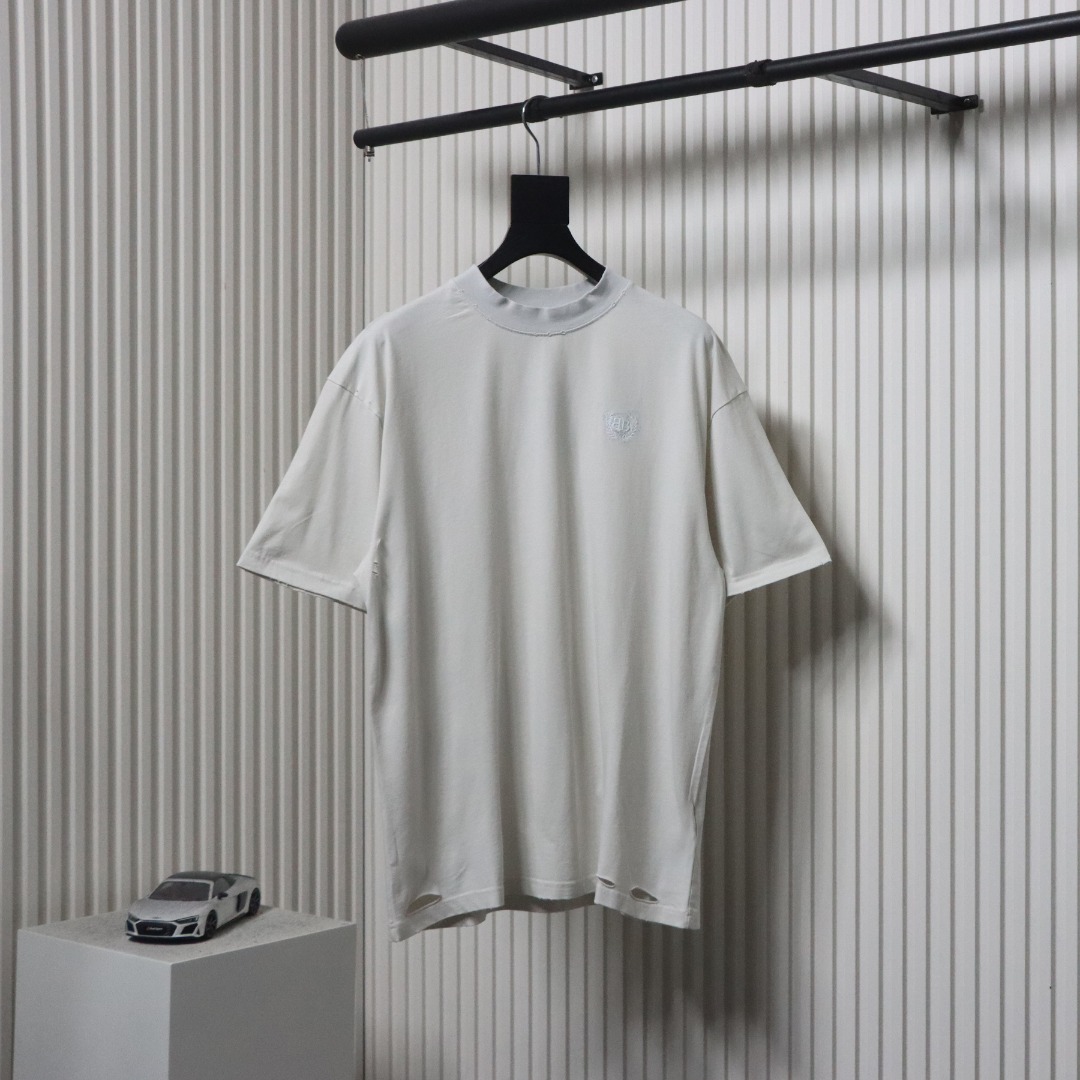 Balenciaga Glitter Wheat Ear Print Round Neck T-shirt 