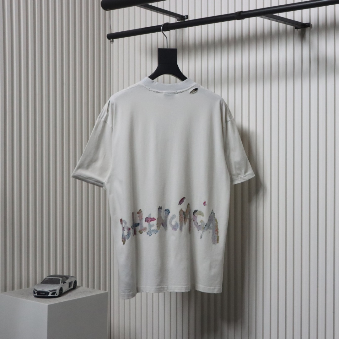 Balenciaga Glitter Wheat Ear Print Round Neck T-shirt 