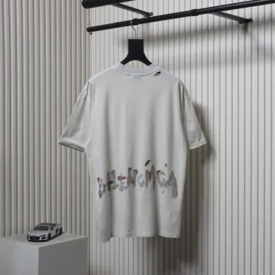 Balenciaga Glitter Wheat Ear Print Round Neck T-shirt  02