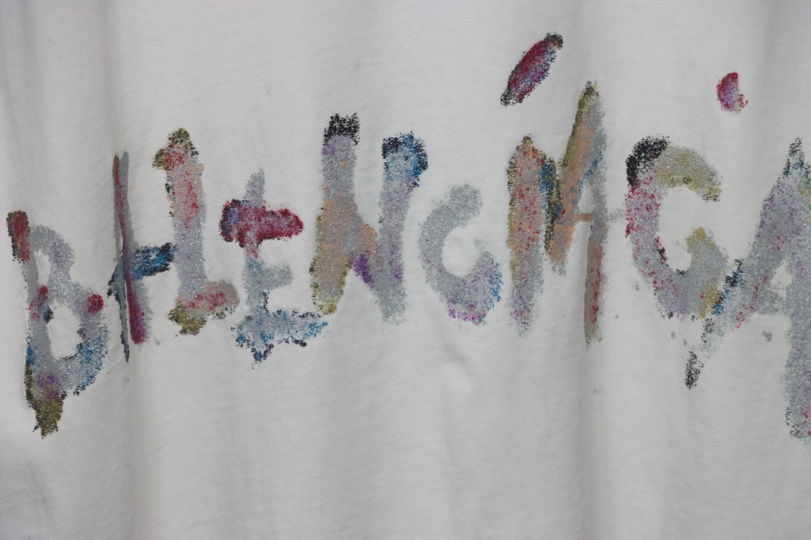 Balenciaga Glitter Wheat Ear Print Round Neck T-shirt 