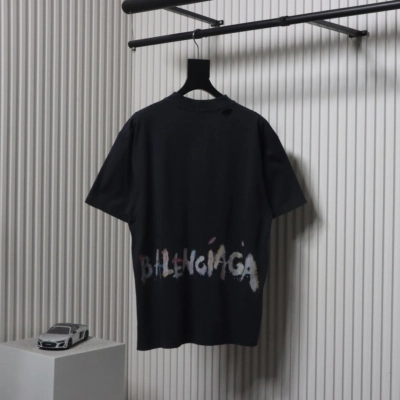 Balenciaga Glitter Wheat Ear Print Round Neck T-shirt Black 01