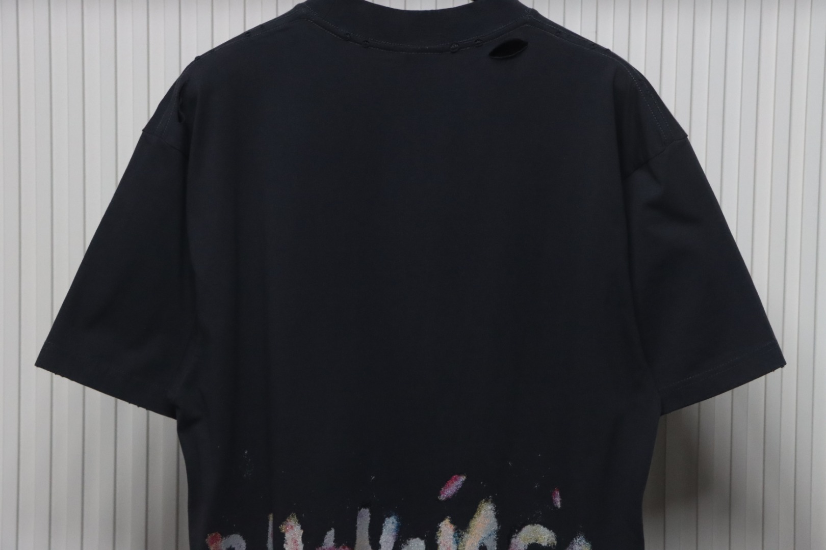Balenciaga Glitter Wheat Ear Print Round Neck T-shirt Black