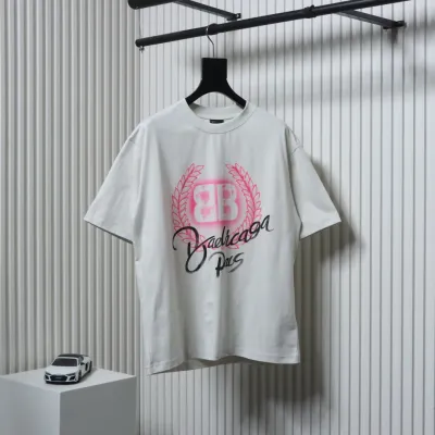 Balenciaga Hand-painted Wheat Ear Round Neck T-shirt 01