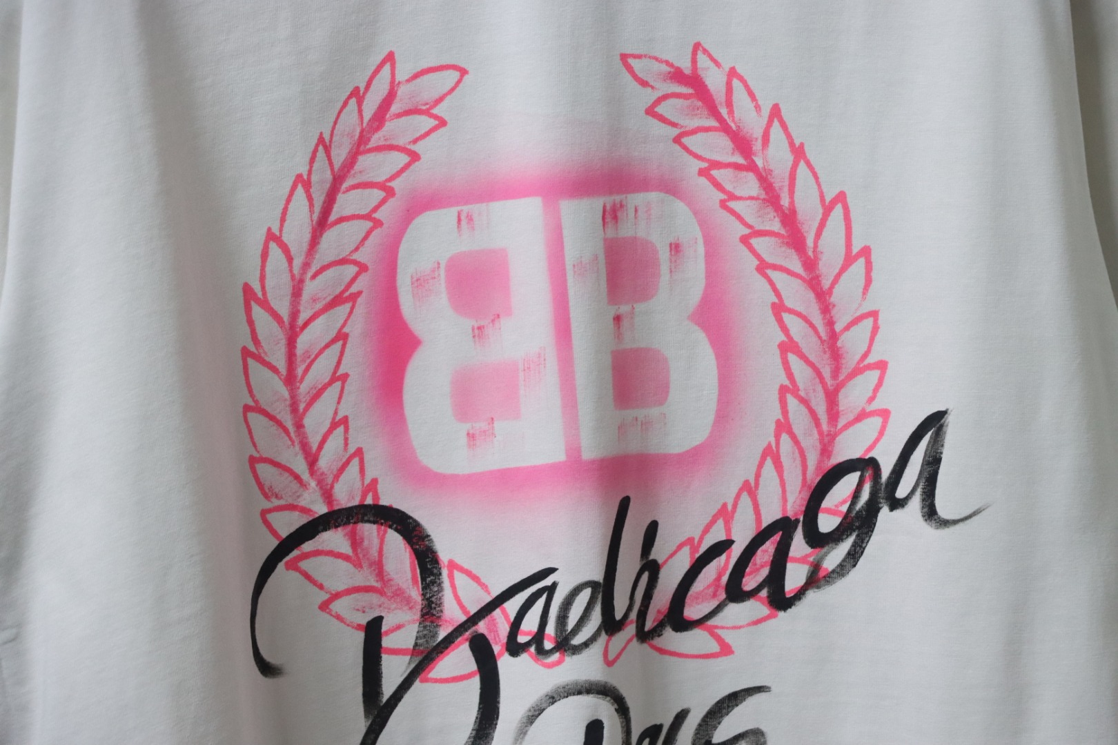 Balenciaga Hand-painted Wheat Ear Round Neck T-shirt