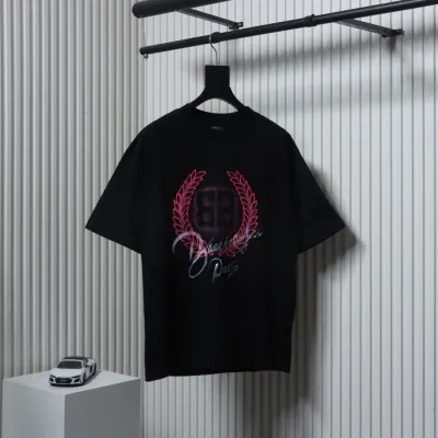 Balenciaga Hand-painted Wheat Ear Round Neck T-shirt Black 01