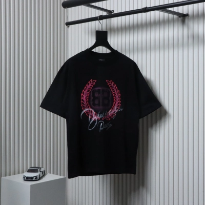 Balenciaga Hand-painted Wheat Ear Round Neck T-shirt Black 01