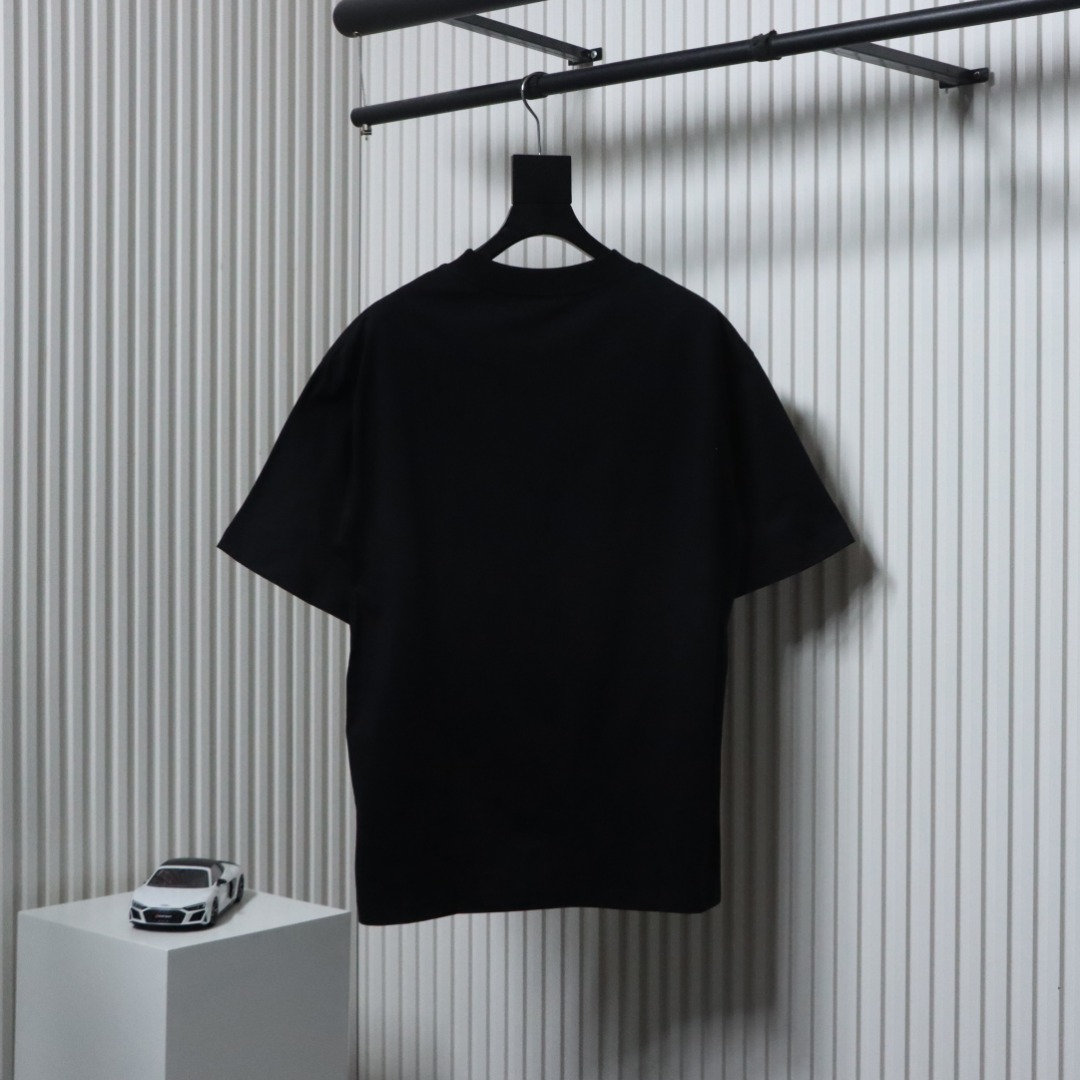 Balenciaga Hand-painted Wheat Ear Round Neck T-shirt Black