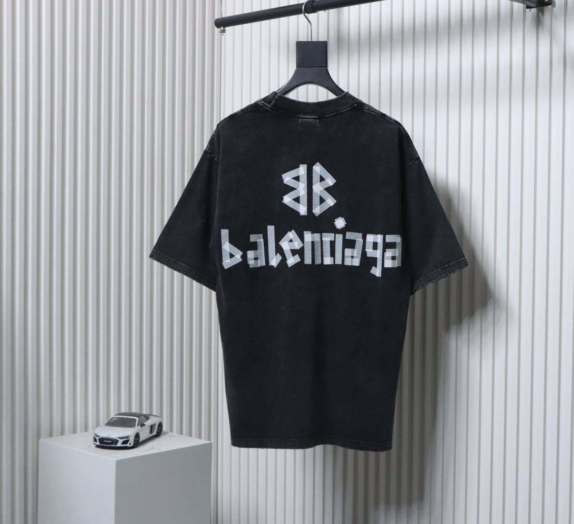 Balenciaga Tape Lettering Distressed T-shirt Black