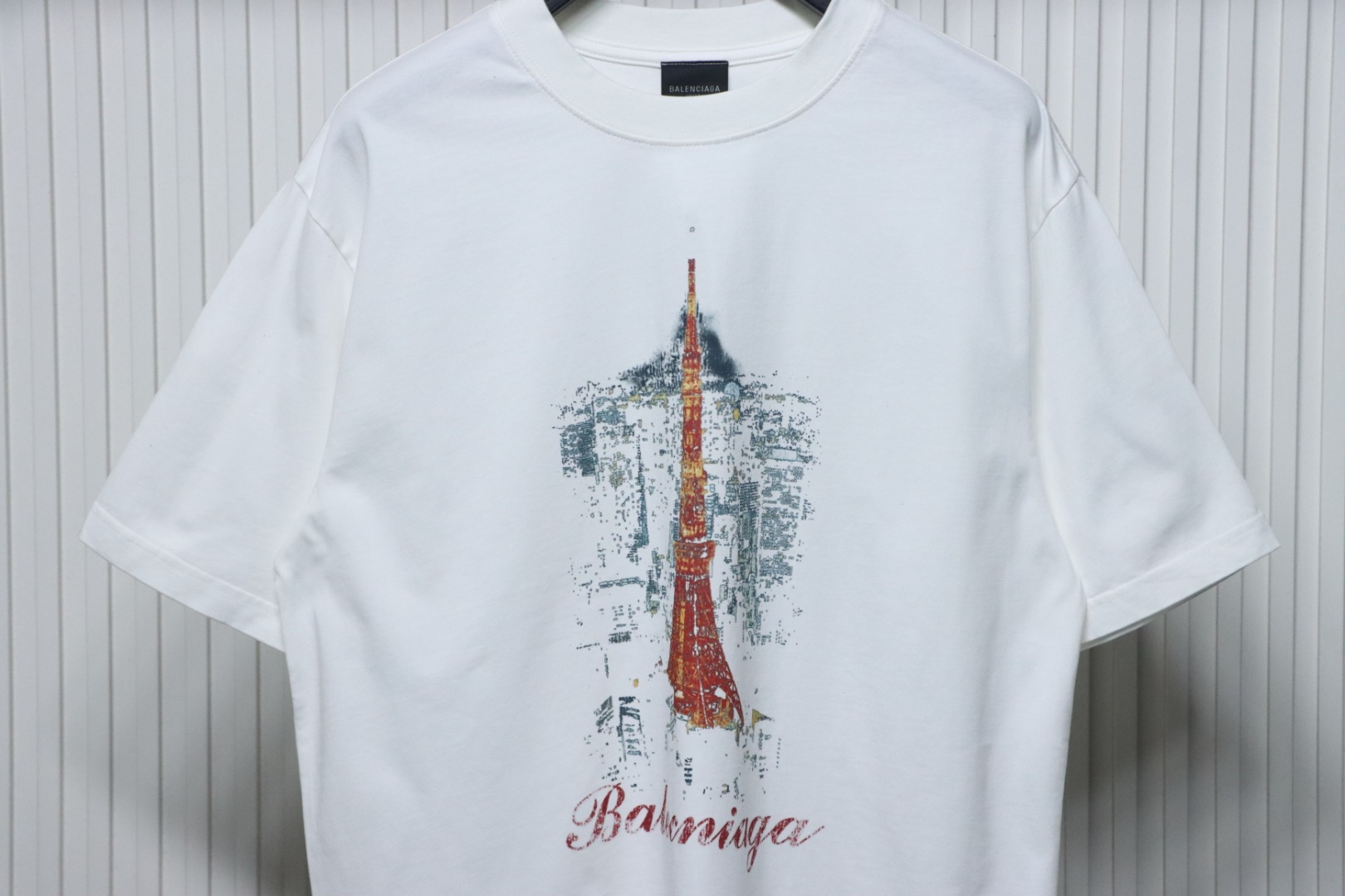 Balenciaga Tokyo Tower Digital Direct Inkjet Hole T-shirt