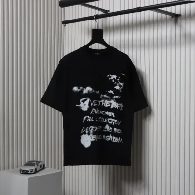 Balenciaga 24ss Cloud Letter Print T-shirt Black 01