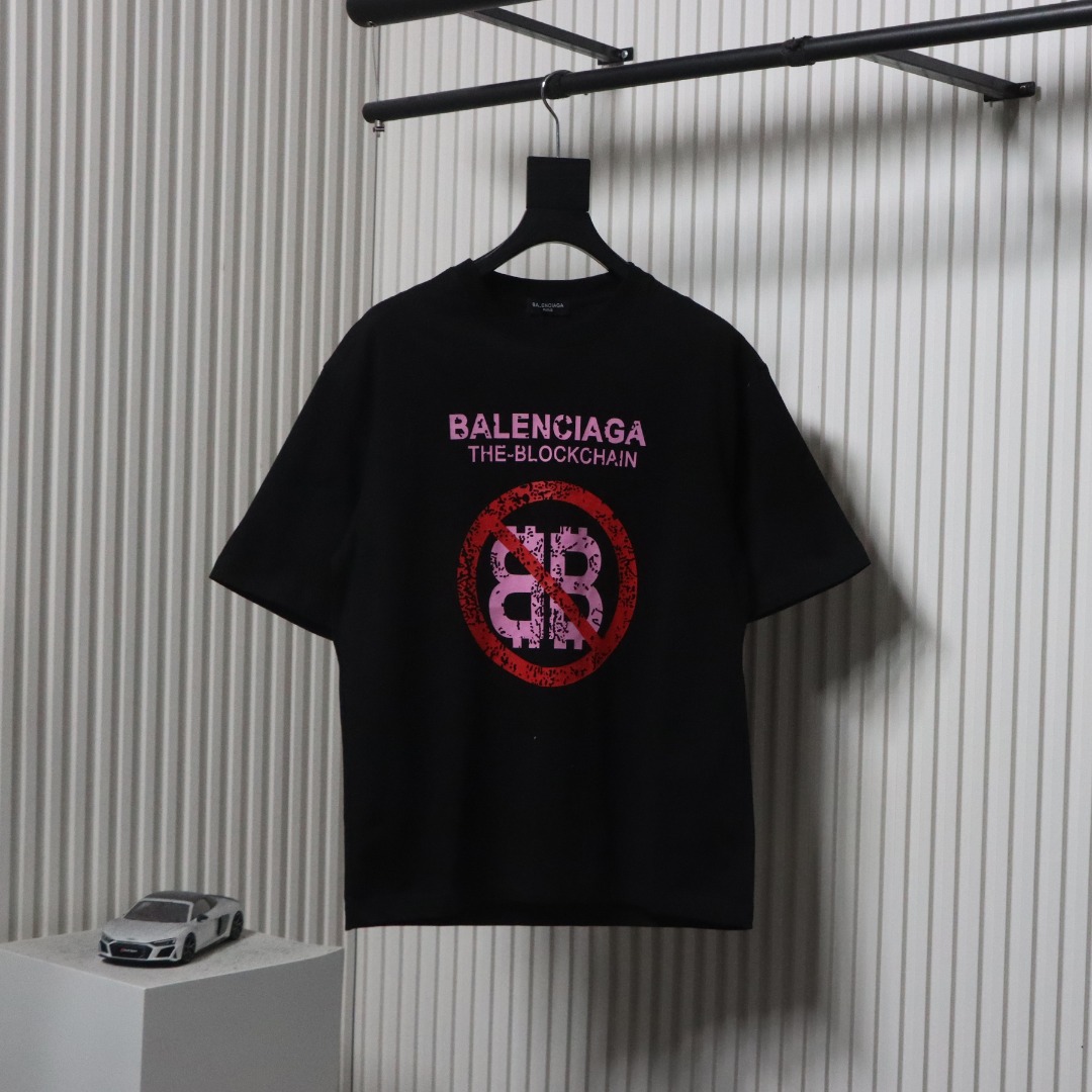 Balenciaga 24ss Double B No Passing Print T-shirt Black