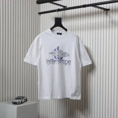Balenciaga 24ss Overlapping Rhinestone Logo T-shirt 01
