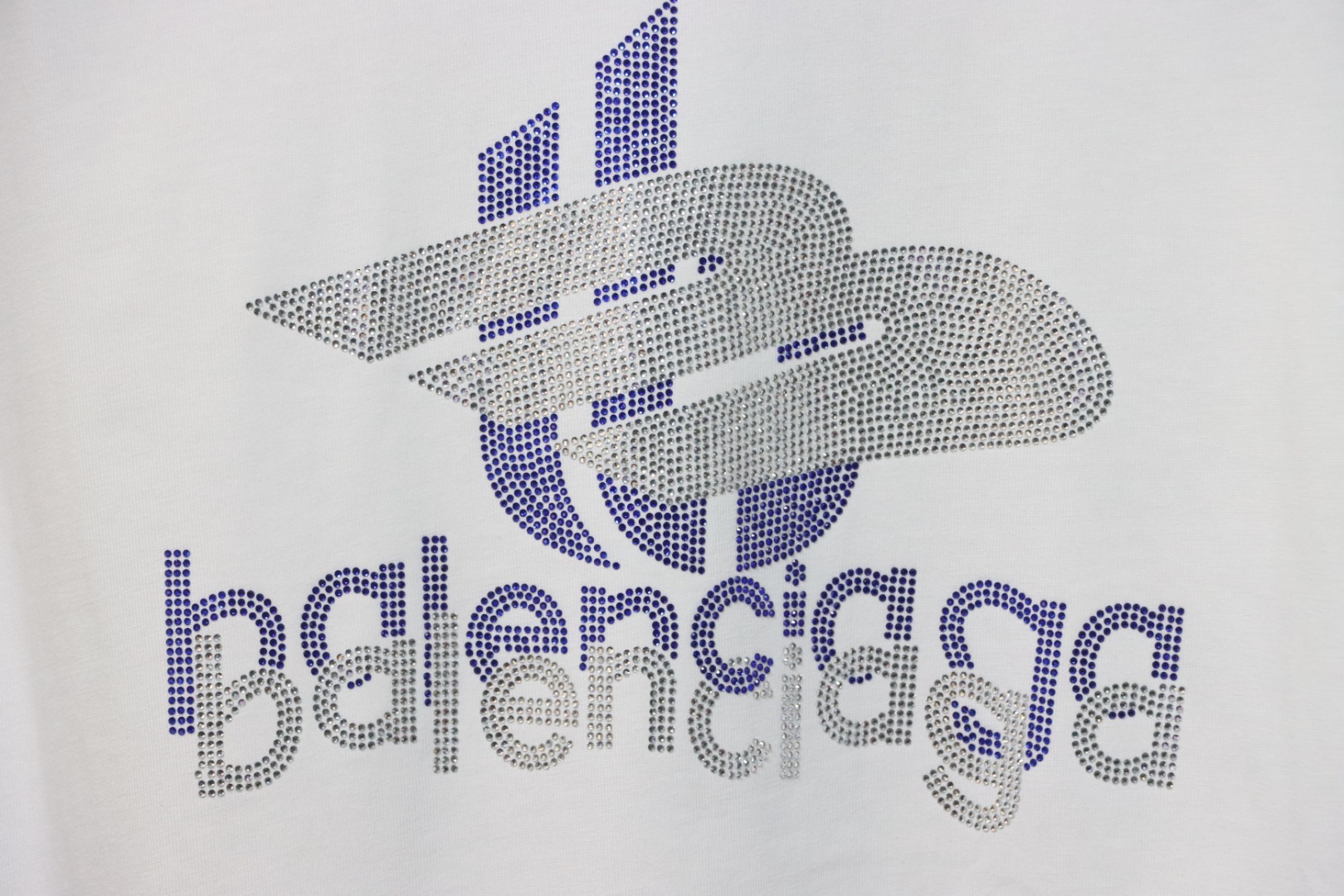 Balenciaga 24ss Overlapping Rhinestone Logo T-shirt