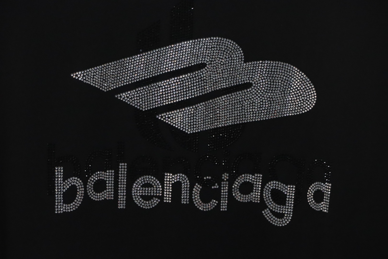 Balenciaga 24ss Overlapping Rhinestone Logo T-shirt Black