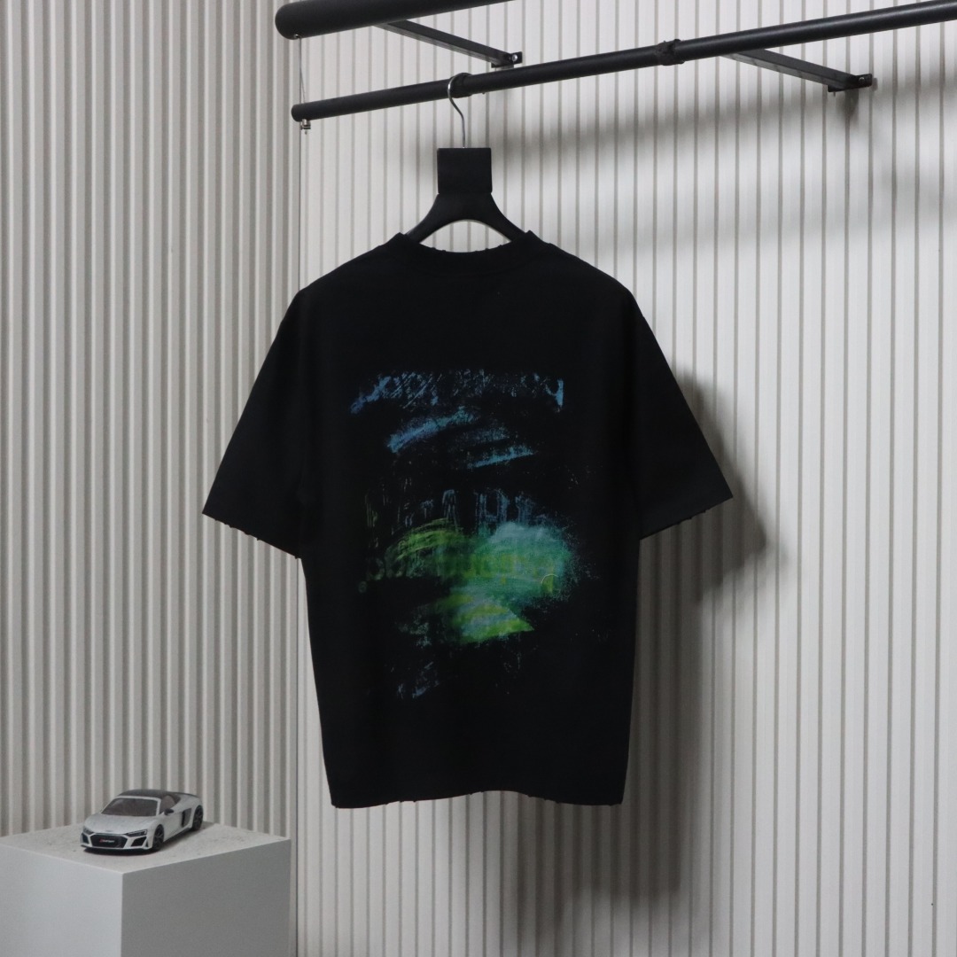 Balenciaga 25ss Double B Blurred Graffiti T-shirt Black