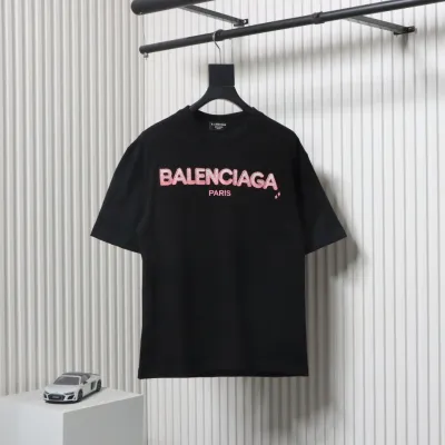 Balenciaga 25ss Gradient Letter Embroidered T-shirt Black 01