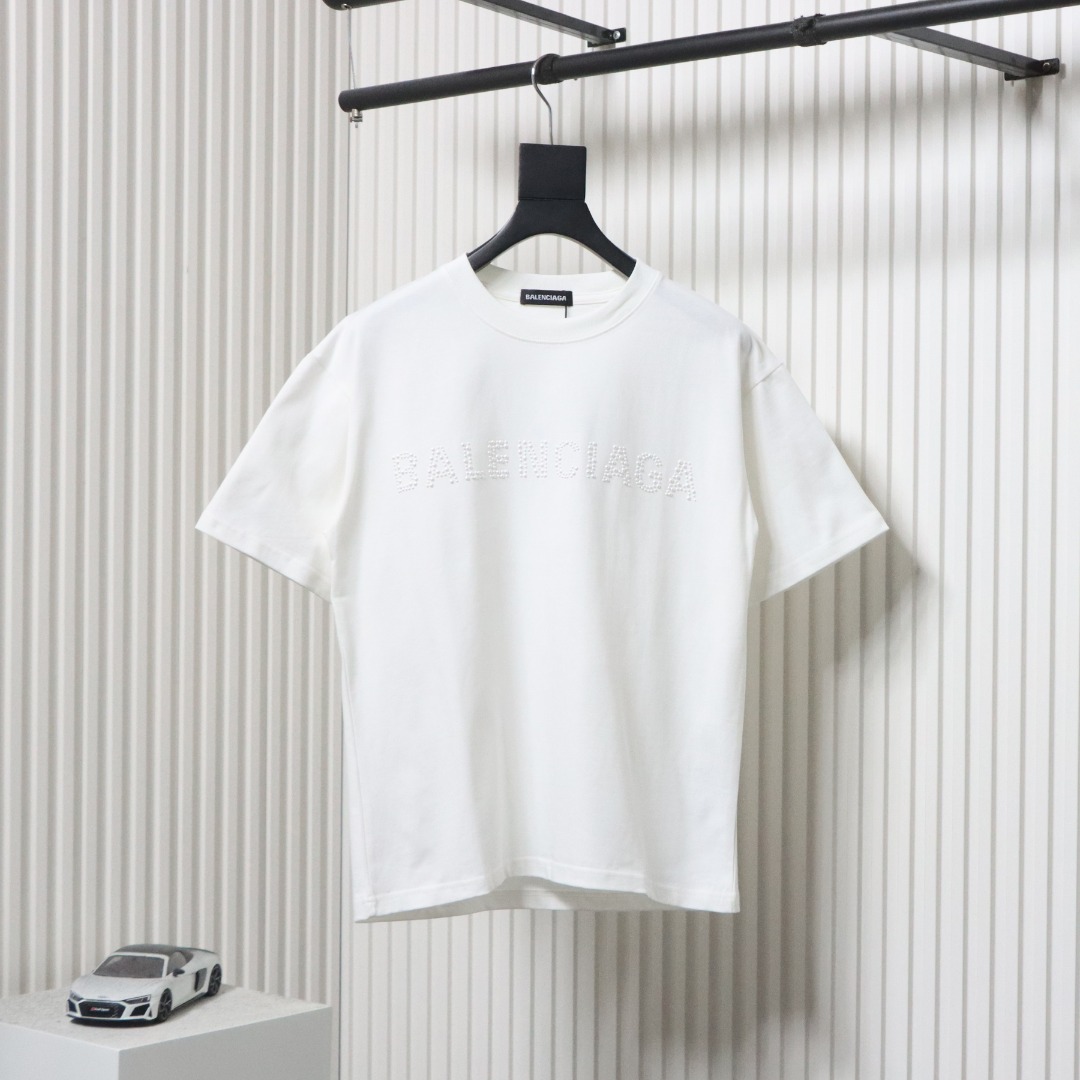 Balenciaga 25SS Pearl Letter T-shirt