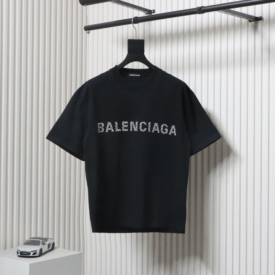 Balenciaga 25SS Pearl Letter T-shirt Black