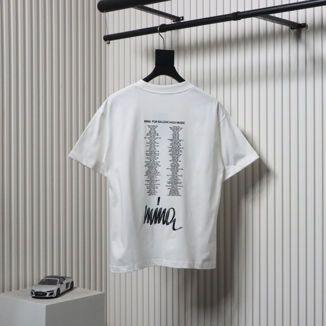 Balenciaga 25ss Portrait and Album Print Silhouette T-shirt White