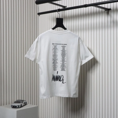 Balenciaga 25ss Portrait and Album Print Silhouette T-shirt White 02