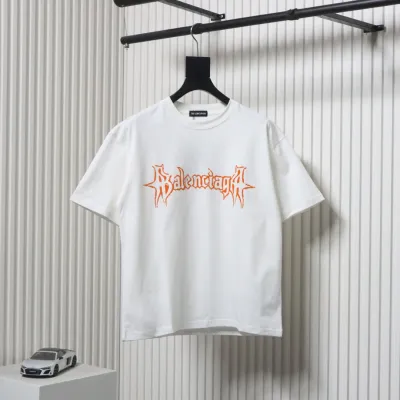 Balenciaga 25ss Sanskrit Letters Flocking Print T-shirt White 01