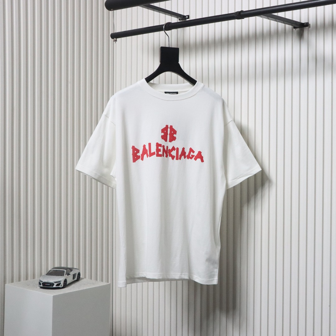 Balenciaga 25ss Tape Letters Foam Print T-shirt
