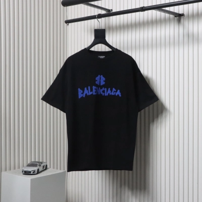 Balenciaga 25ss Tape Letters Foam Print T-shirt Black 01