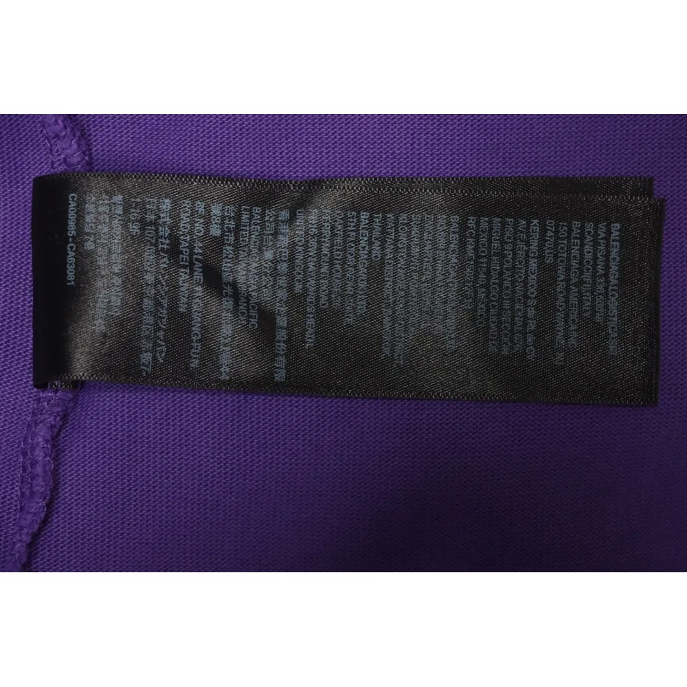 Balenciaga 25ss Washed Cola Embroidery Fried Color Holes T-shirt Purple