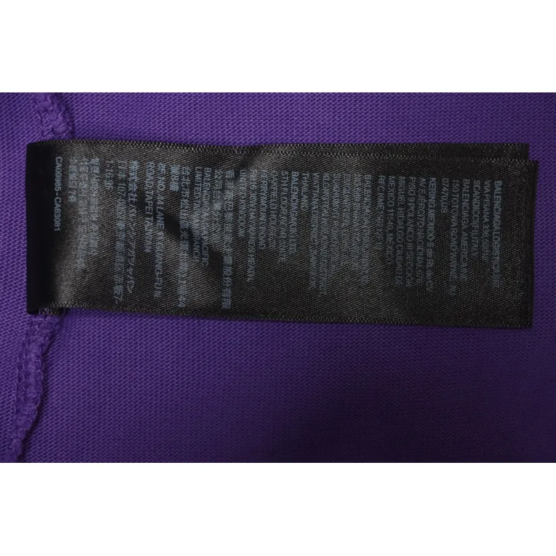 Balenciaga 25ss Washed Cola Embroidery Fried Color Holes T-shirt Purple