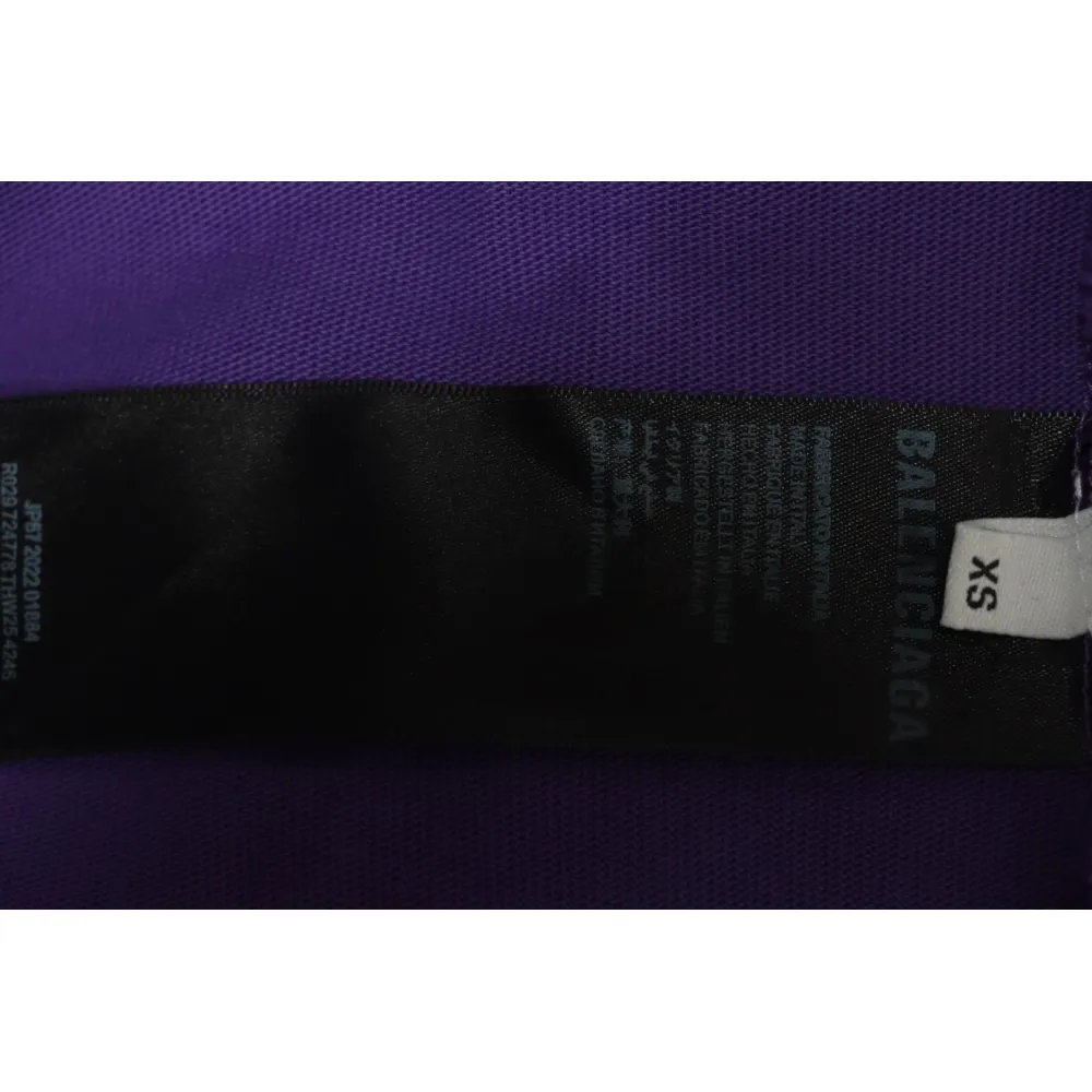 Balenciaga 25ss Washed Cola Embroidery Fried Color Holes T-shirt Purple