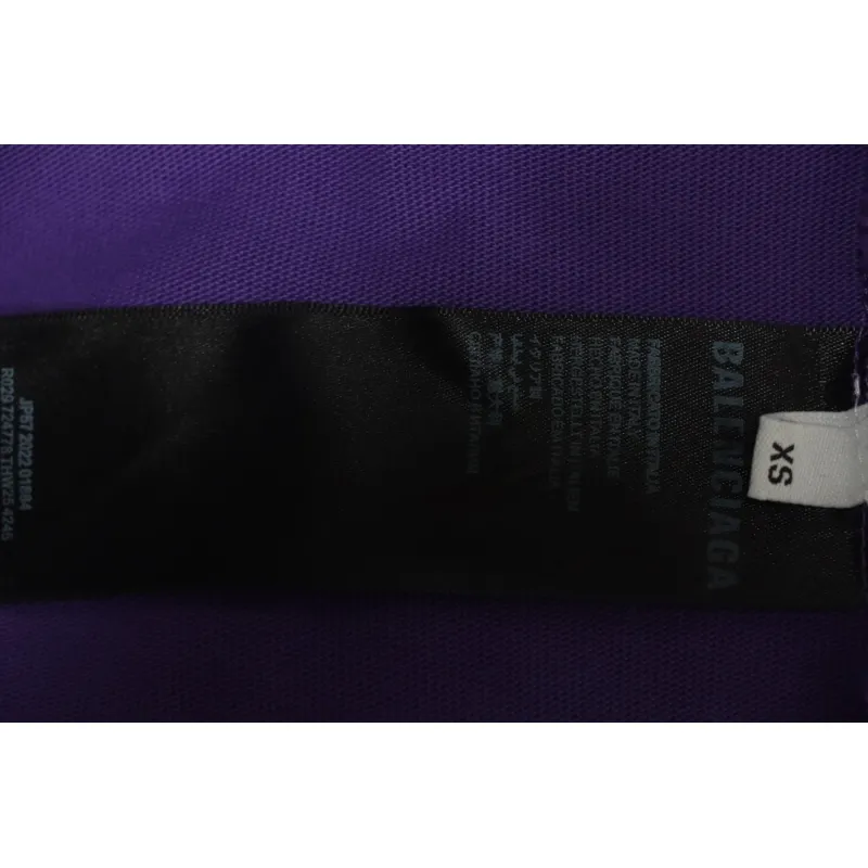 Balenciaga 25ss Washed Cola Embroidery Fried Color Holes T-shirt Purple