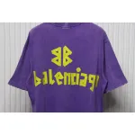 Balenciaga 25ss Washed Masking Tape Color Ripped Holes T-shirt Purple