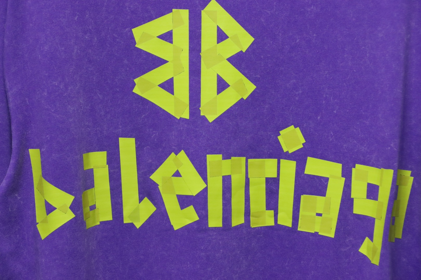 Balenciaga 25ss Washed Masking Tape Color Ripped Holes T-shirt Purple