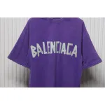 Balenciaga 25ss Washed Masking Tape Color Ripped Holes T-shirt Purple