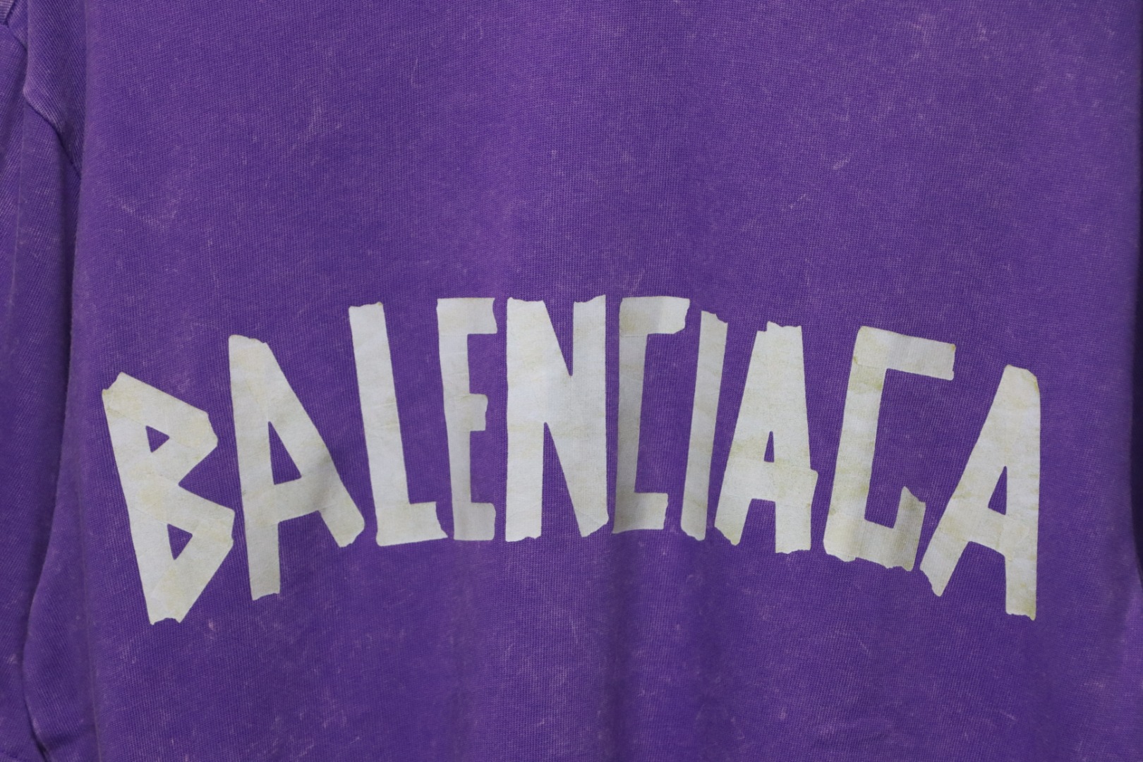 Balenciaga 25ss Washed Masking Tape Color Ripped Holes T-shirt Purple