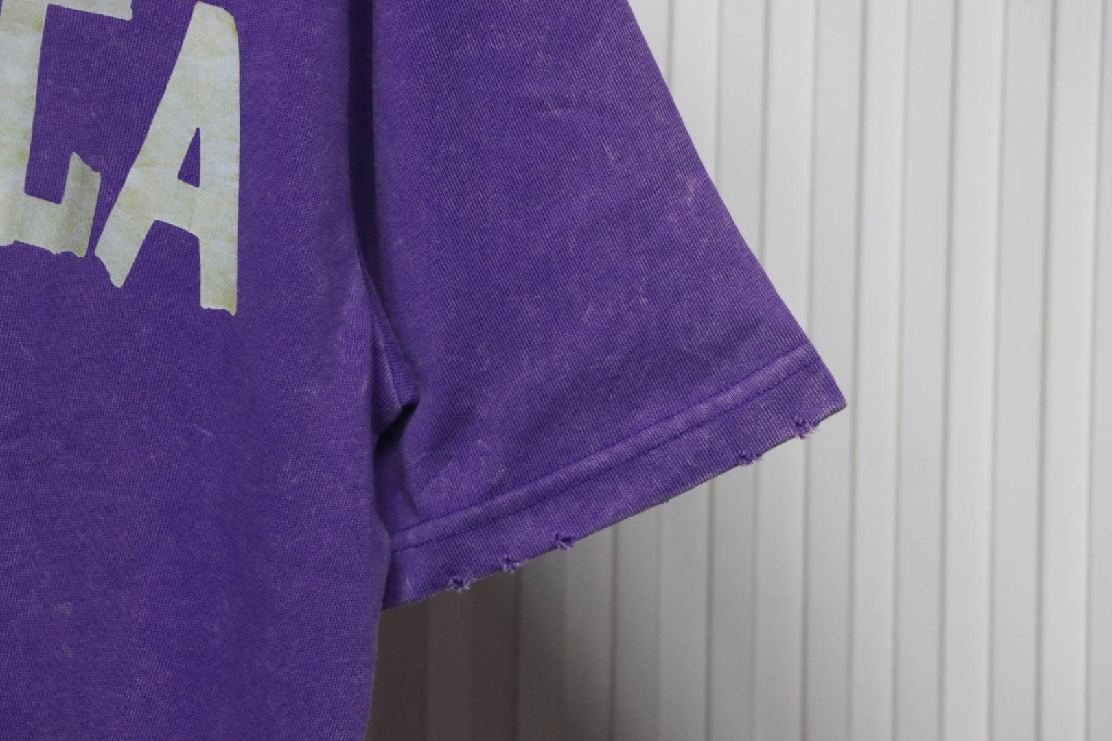 Balenciaga 25ss Washed Masking Tape Color Ripped Holes T-shirt Purple