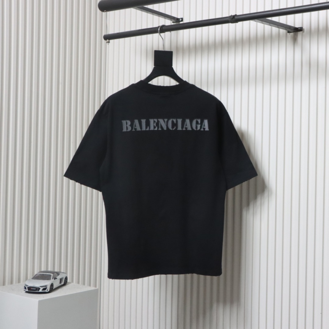 Balenciaga Blurred Inkjet Letters Front and Back  T-shirt 