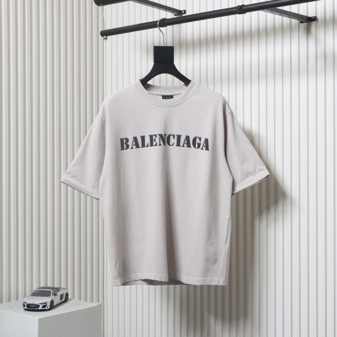 Balenciaga Blurred Inkjet Letters Front and Back  T-shirt White