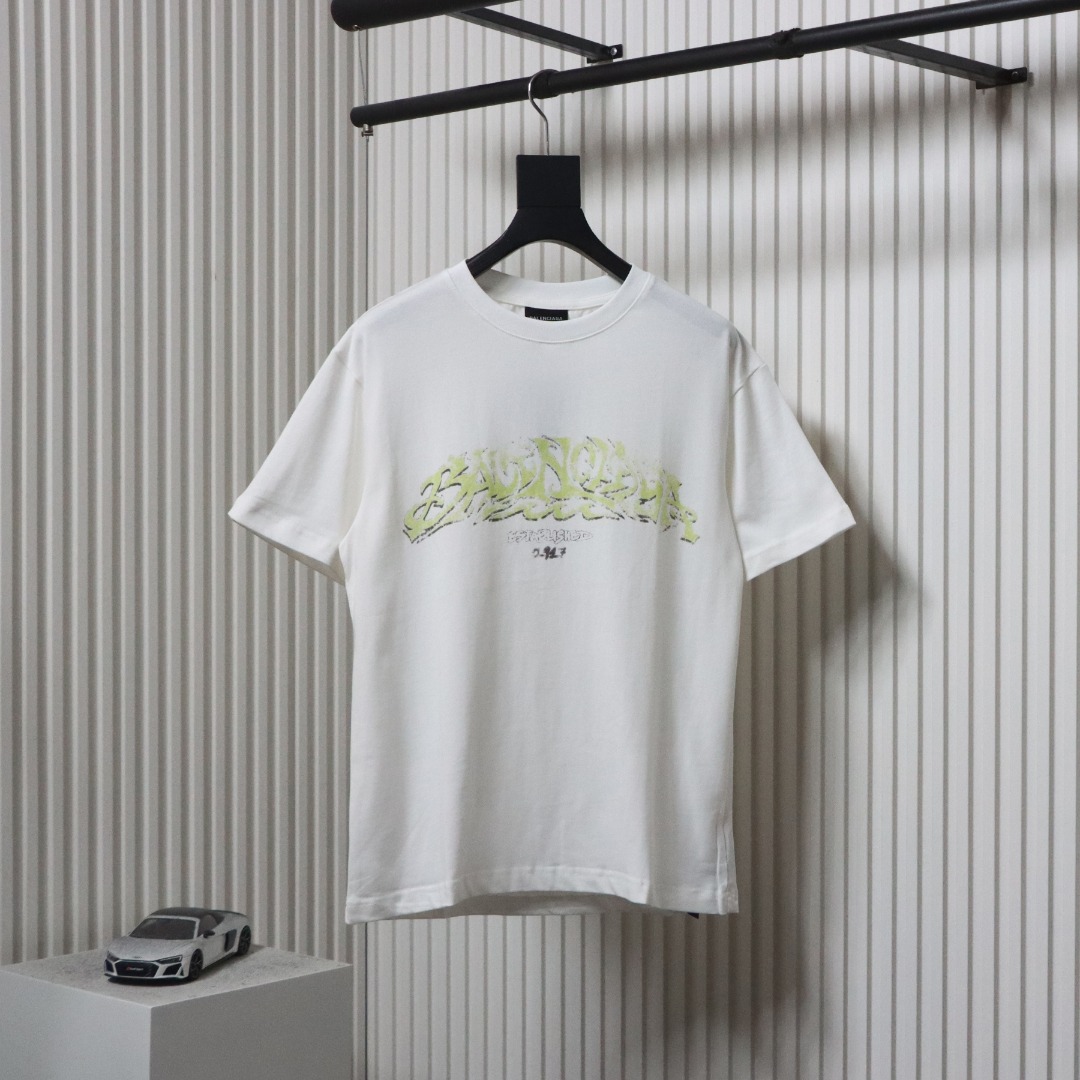 Balenciaga Catwalk Model Flame Lettering Digital Direct Printing T-shirt