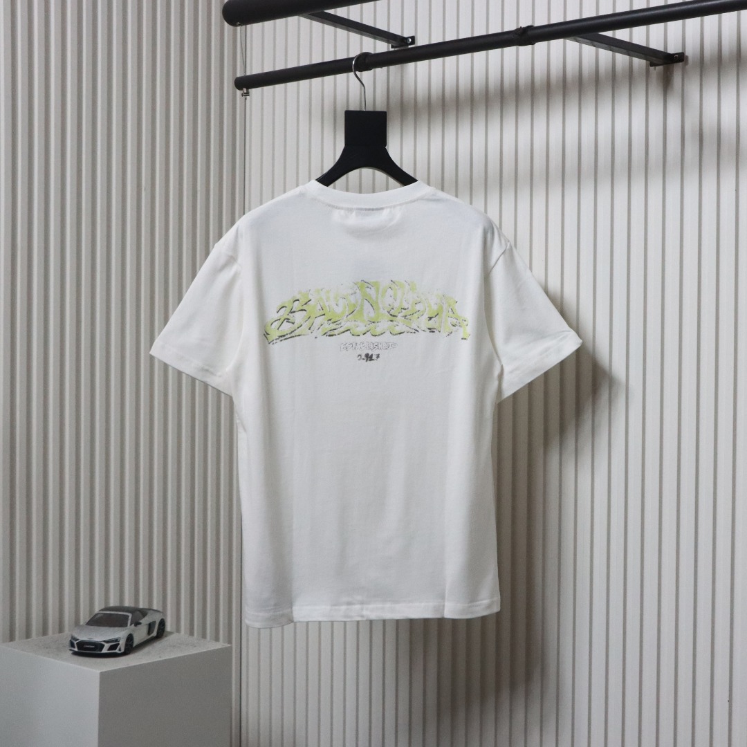 Balenciaga Catwalk Model Flame Lettering Digital Direct Printing T-shirt