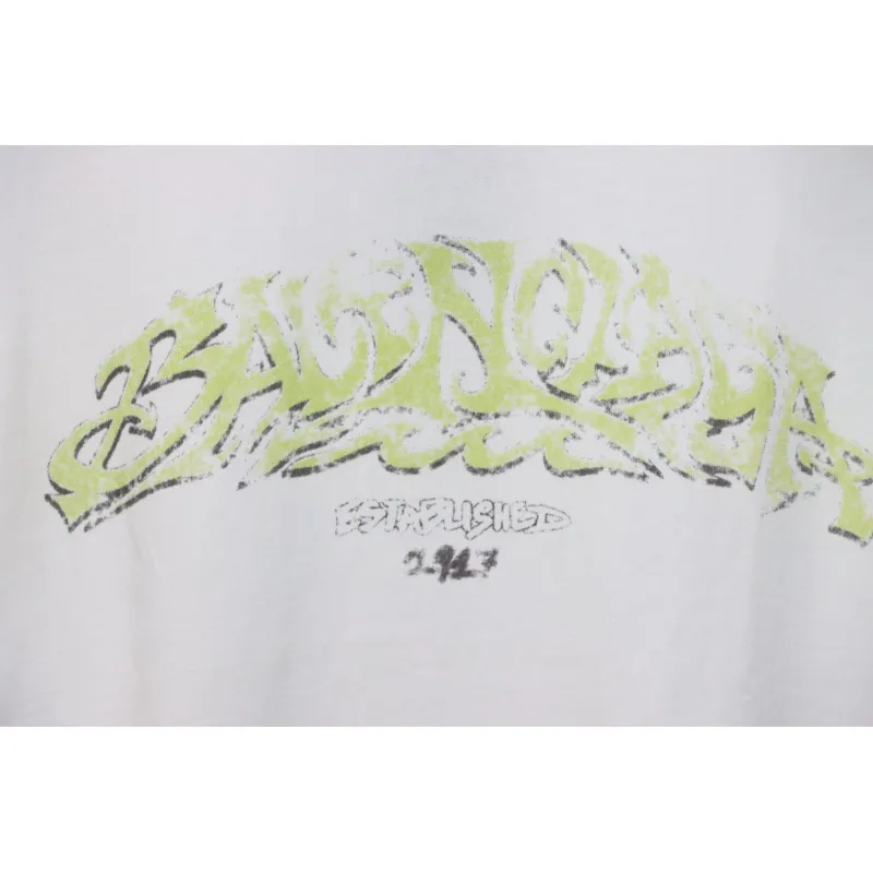 Balenciaga Catwalk Model Flame Lettering Digital Direct Printing T-shirt