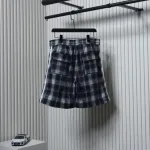 Balenciaga Check Letter Embroidered Striped Shorts
