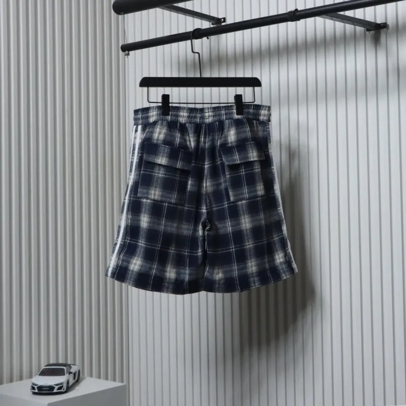 Balenciaga Check Letter Embroidered Striped Shorts