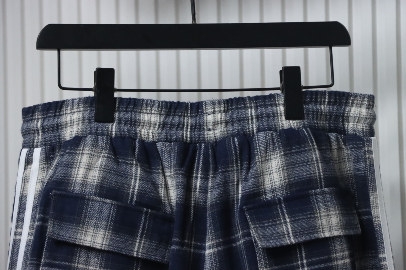 Balenciaga Check Letter Embroidered Striped Shorts