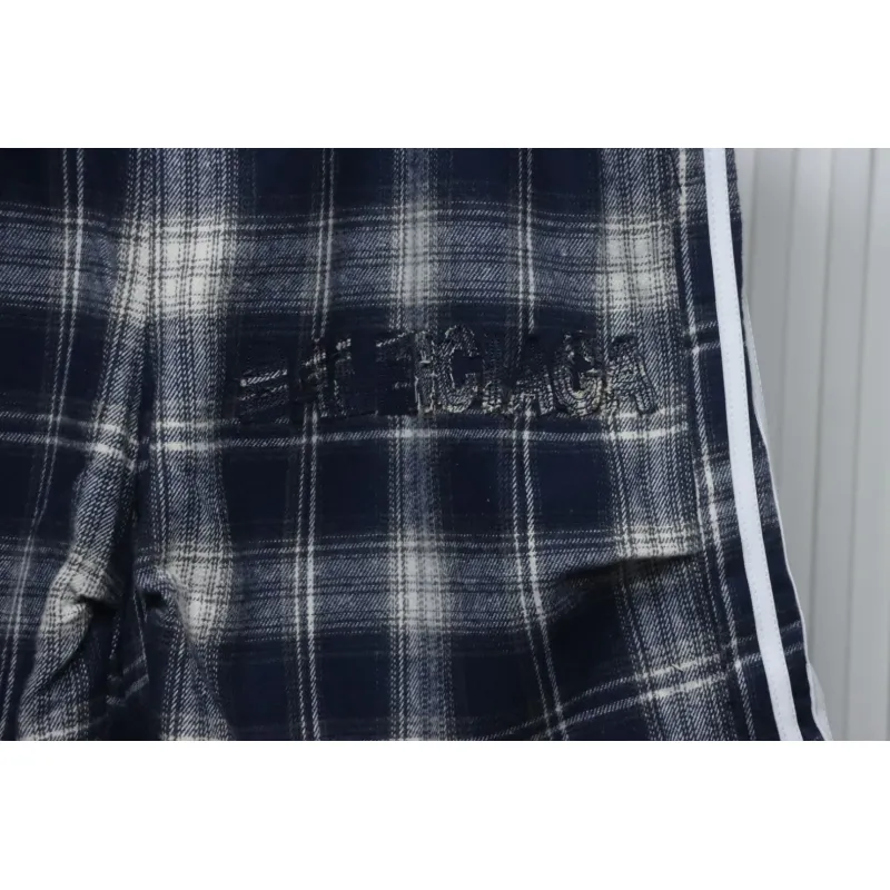 Balenciaga Check Letter Embroidered Striped Shorts